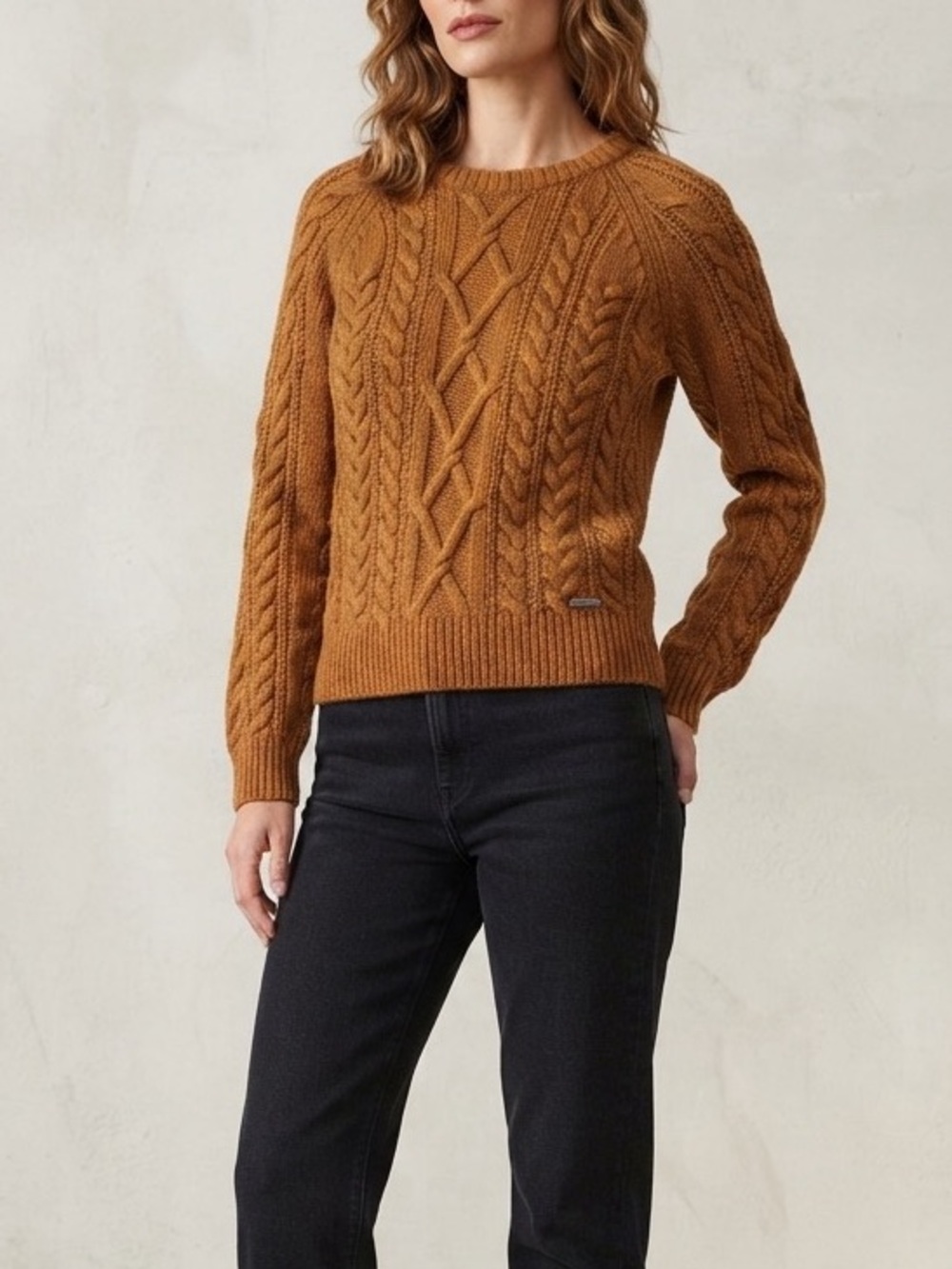 Abercrombie & Fitch Cable Knit Sweater - Mustard Gold